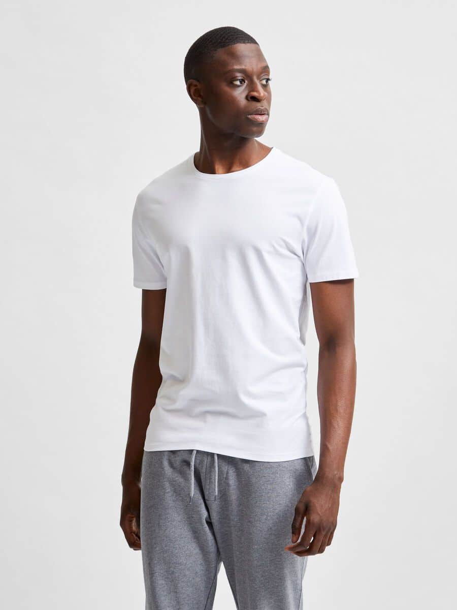 Selected Homme New Pima O-Neck -paita, kirkkaanvalkoinen