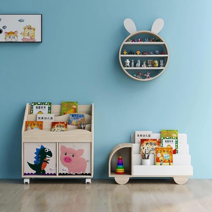 ™Bookify | מדף ספרים גמיש מעץ, צורת קריקטורה, מדף ספרים קטן לילדים