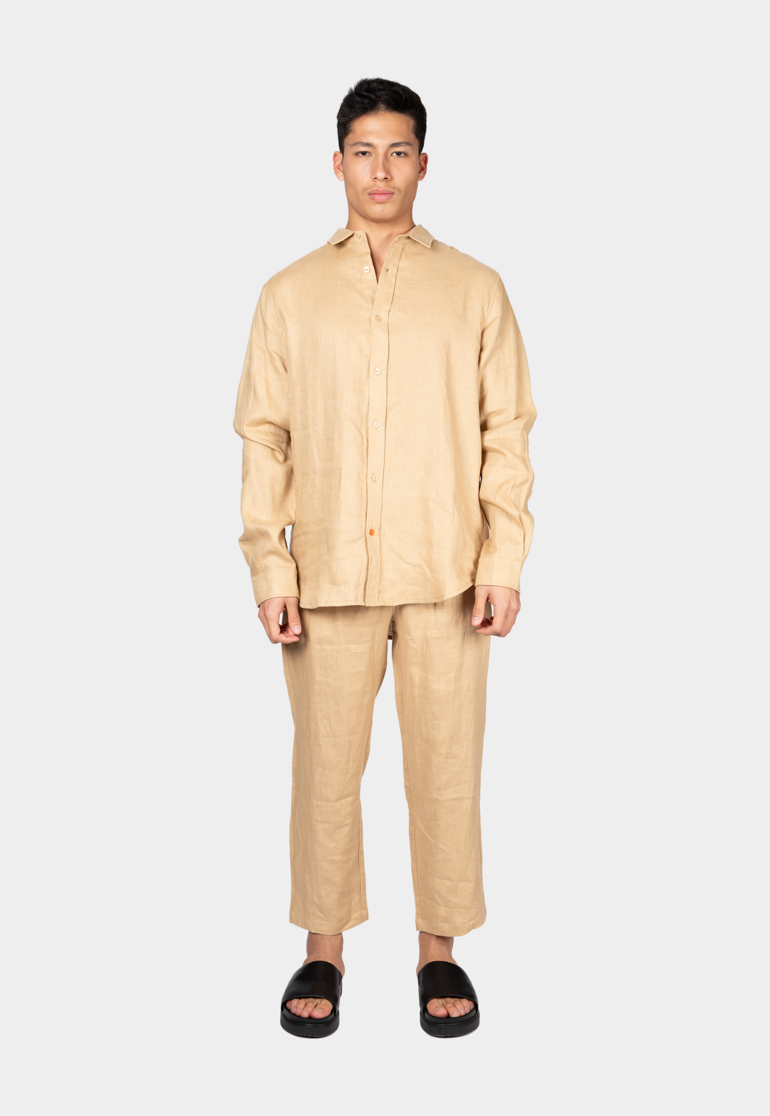 חולצה מכופתרת ארוכה מפשתן לגברים / נשים Linen