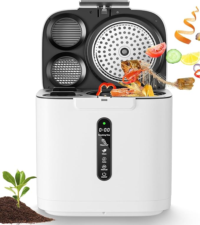™Greenix | קומפוסטר חשמלי חכם למטבח, ממיר פסולת אוכל לקומפוסט, עיצוב לשיש פנימי